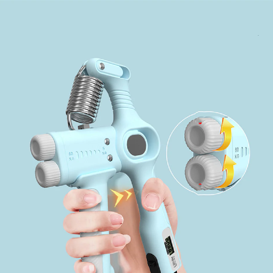 Adjustable Hand Grip Strengthener with Rep Counter — 10–60 kg Resistance